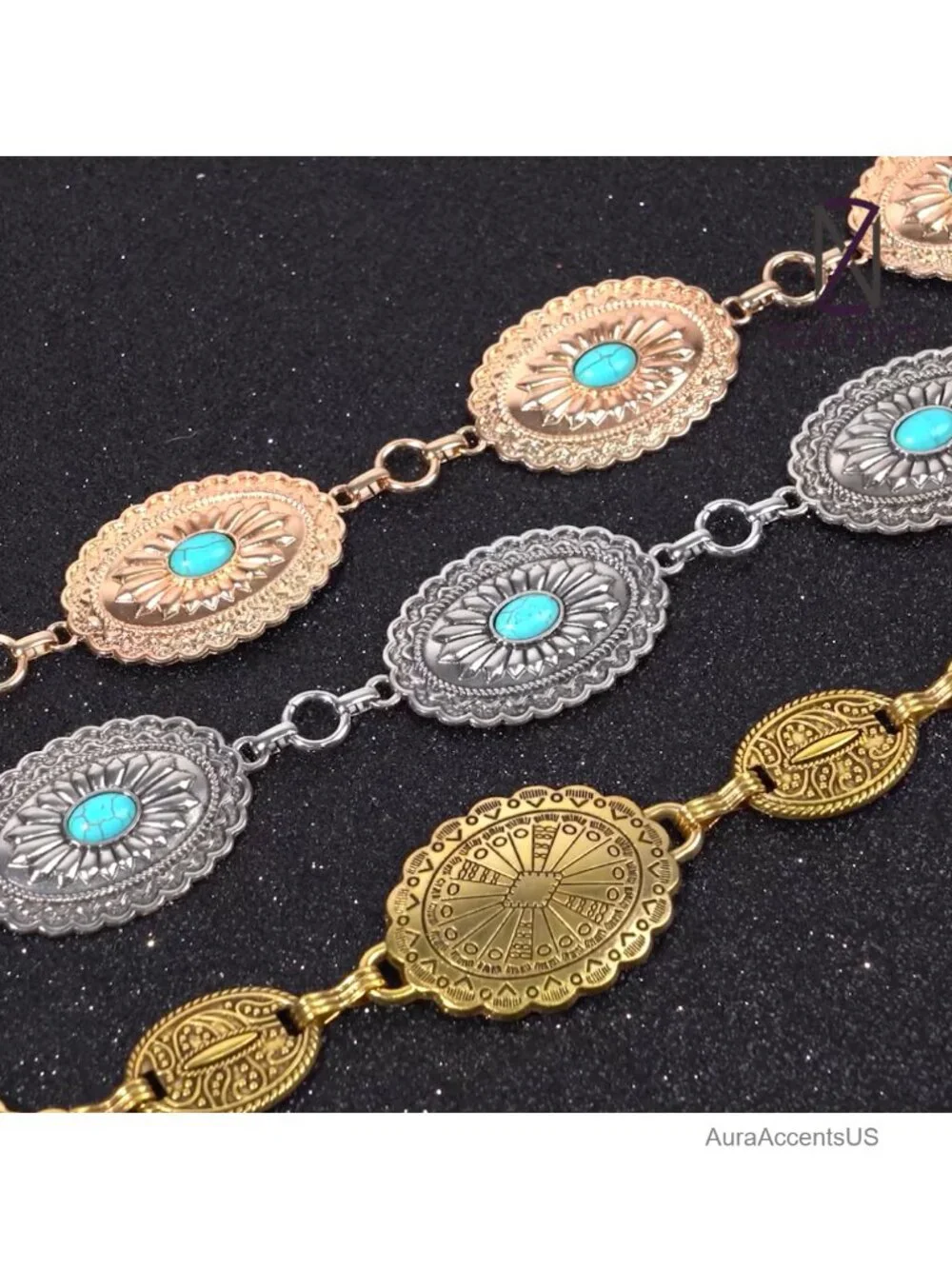 Boho Western Cowgirl Waist Chain Belt Metal Concho Adjustable